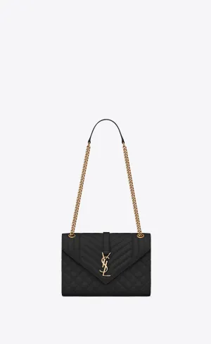 YSL ENVELOPE MEDIUM CHAIN BAG IN MIX MATELASSÉ GRAIN DE POUDRE EMBOSSED LEATHER