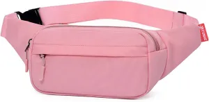 ZMD Fanny Pack for Men & Women, Crossbody Bag Hiking Waist Pack Phone Bag Fits All Phones with 3-Zipper Pockets, Hip Bum Bag for Casual Workout Outdoors Running Walking Traveling (Pink)